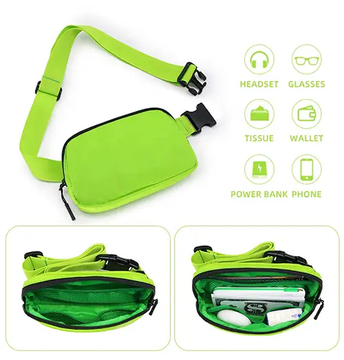 Title: Compact Neon Waist Bag with Adjustable Strap and Minimalist Design